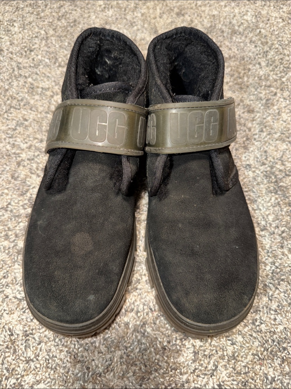 UGG Neumel Clear Black Suede Sheepskin Ankle Chukka Boots Women's 8